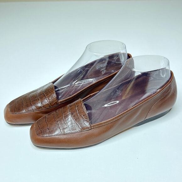 Classic ENZO ANGIOLINI Liberty Brown Croc‎ Leather Ballet Ballerina Flats SZ 8.5 - Picture 5 of 10